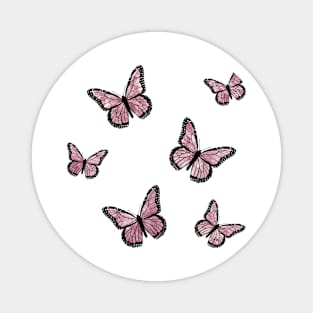 pink marble butterflies Magnet